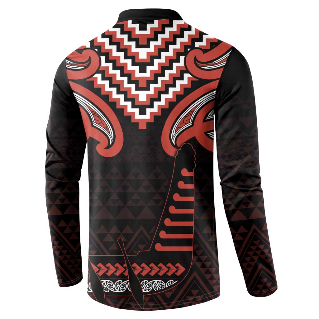 Maori Waitangi Button Sweatshirt Kotahitanga Poutama Mix Whakairo LT7 - Polynesian Pride
