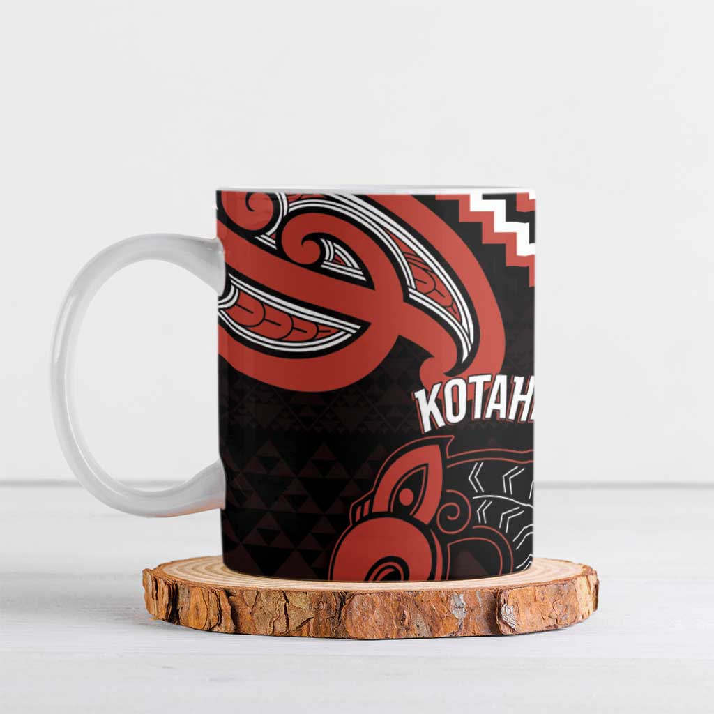 Maori Waitangi Ceramic Mug Kotahitanga Poutama Mix Whakairo LT7 Black - Polynesian Pride