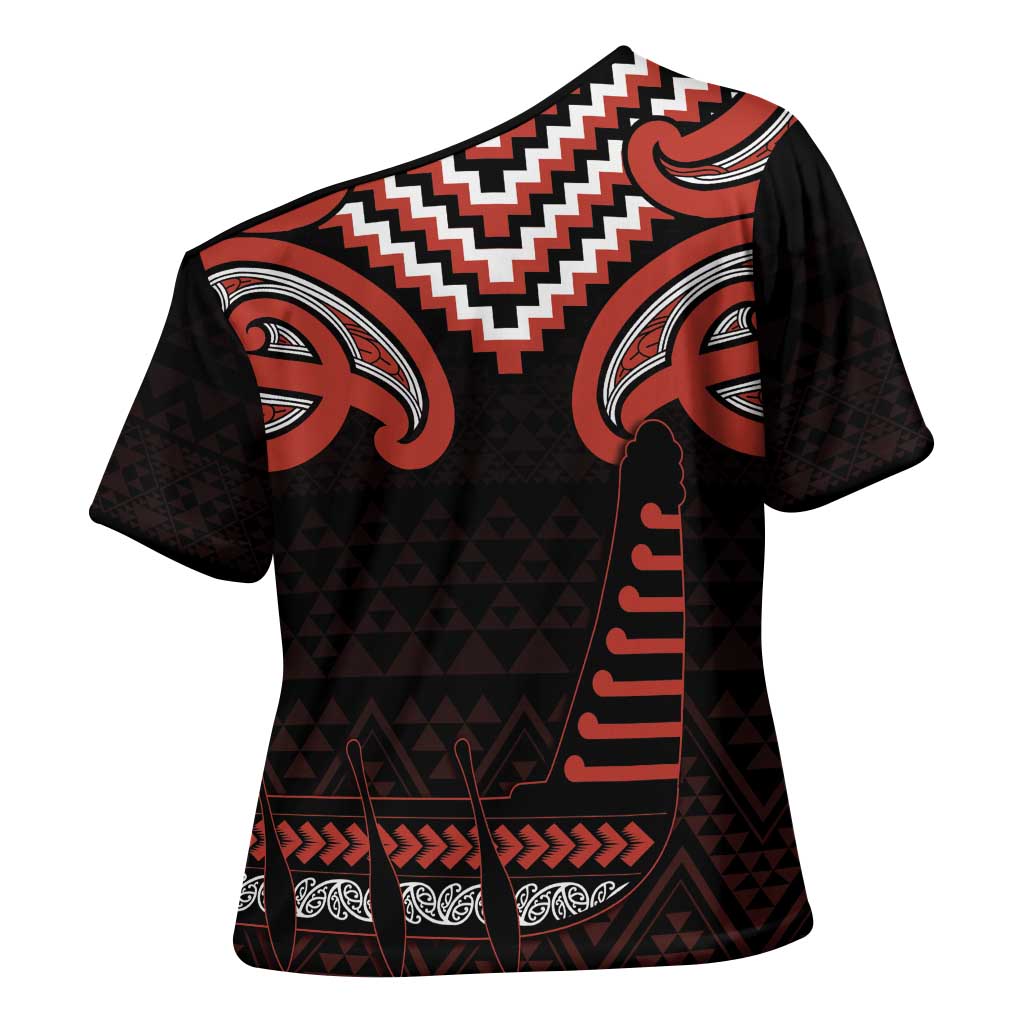 Maori Waitangi Cross Shoulder Shirt Kotahitanga Poutama Mix Whakairo LT7 - Polynesian Pride