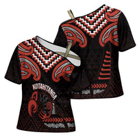 Maori Waitangi Cross Shoulder Shirt Kotahitanga Poutama Mix Whakairo LT7 - Polynesian Pride