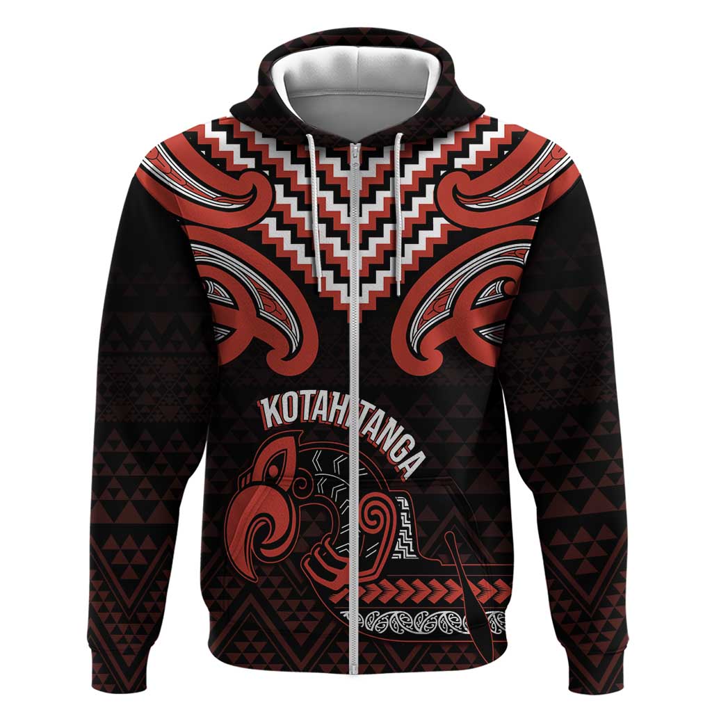 Maori Waitangi Hoodie Kotahitanga Poutama Mix Whakairo LT7 Zip Hoodie Black - Polynesian Pride
