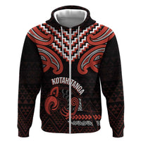 Maori Waitangi Hoodie Kotahitanga Poutama Mix Whakairo LT7 Zip Hoodie Black - Polynesian Pride