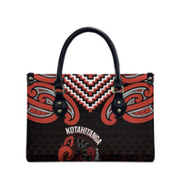 Maori Waitangi Leather Bag Kotahitanga Poutama Mix Whakairo LT7 - Polynesian Pride