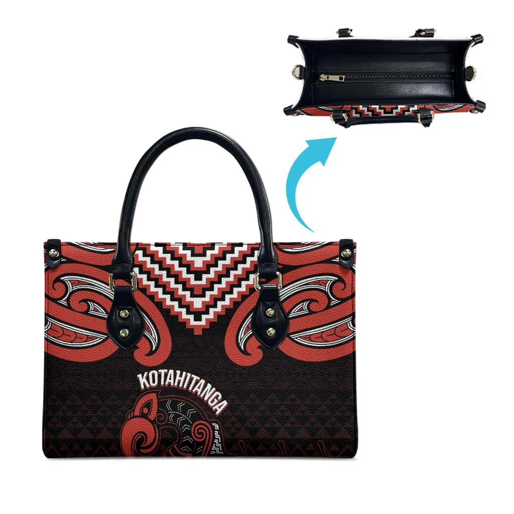 Maori Waitangi Leather Bag Kotahitanga Poutama Mix Whakairo LT7 - Polynesian Pride