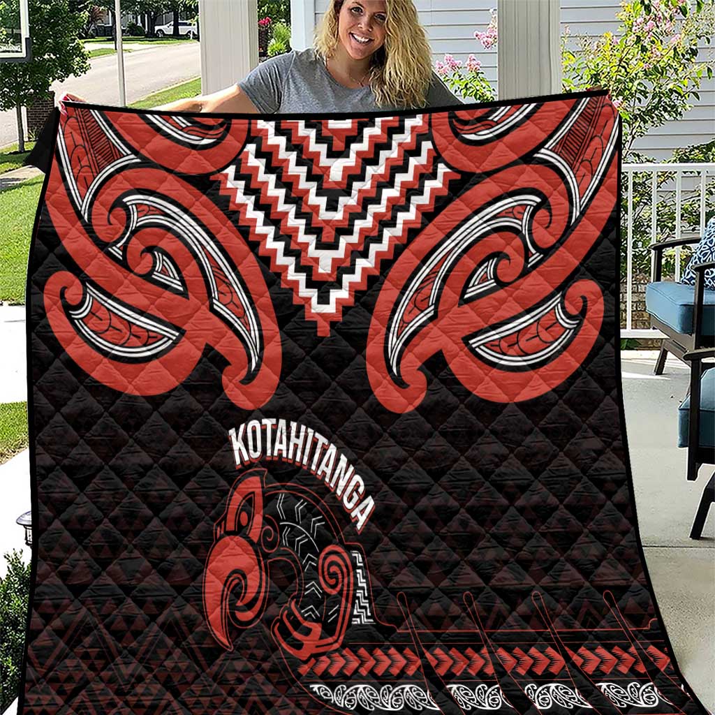 Maori Waitangi Quilt Kotahitanga Poutama Mix Whakairo LT7 Black - Polynesian Pride