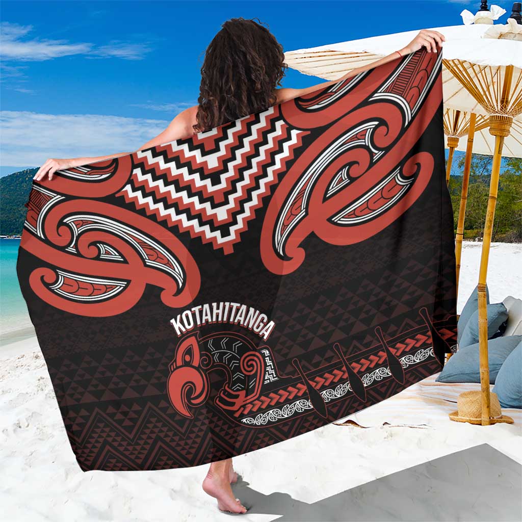 Maori Waitangi Sarong Kotahitanga Poutama Mix Whakairo LT7 One Size 44 x 66 inches Black - Polynesian Pride