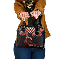 Maori Waitangi Shoulder Handbag Kotahitanga Poutama Mix Whakairo LT7 One Size Black - Polynesian Pride