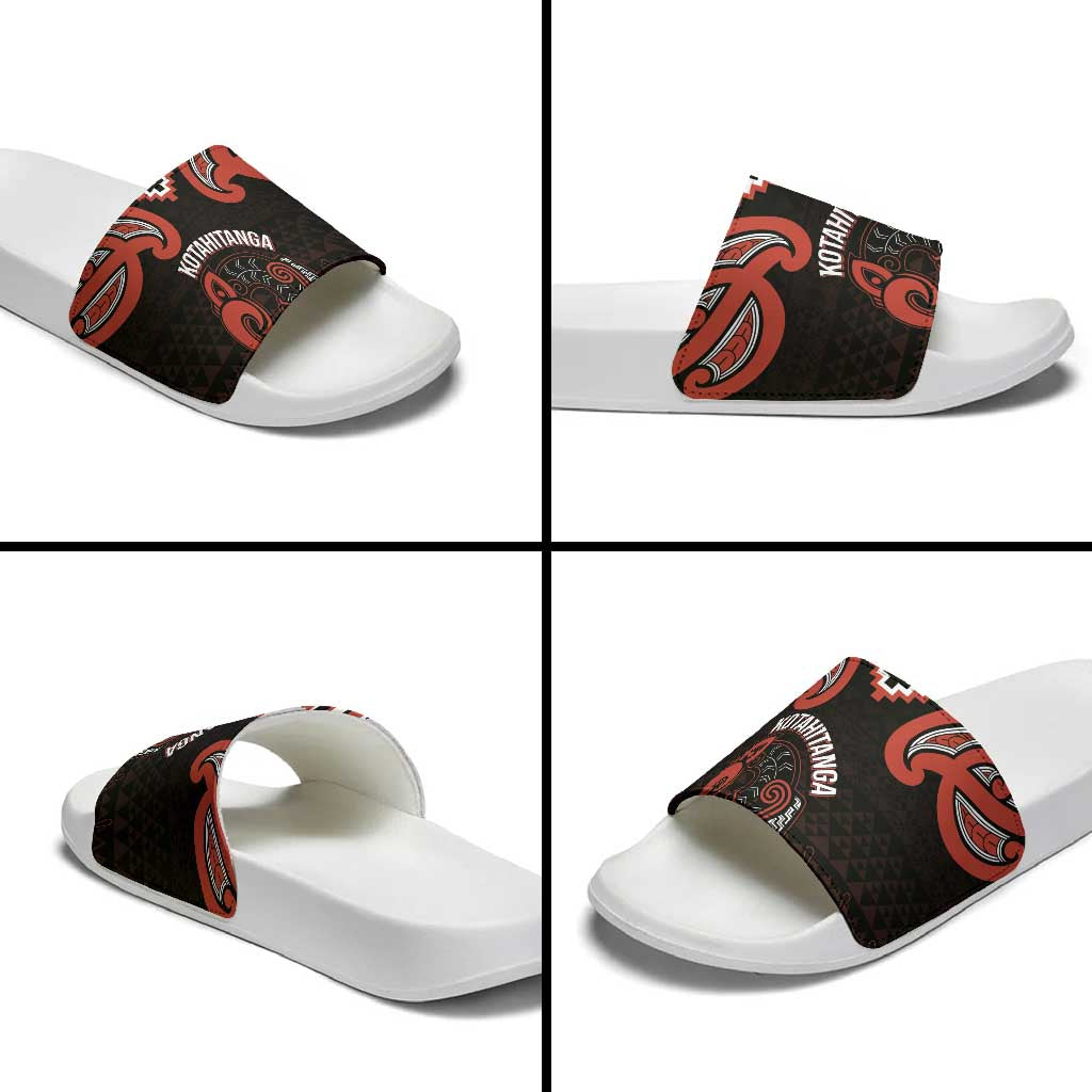 Maori Waitangi Slide Sandals Kotahitanga Poutama Mix Whakairo LT7 - Polynesian Pride