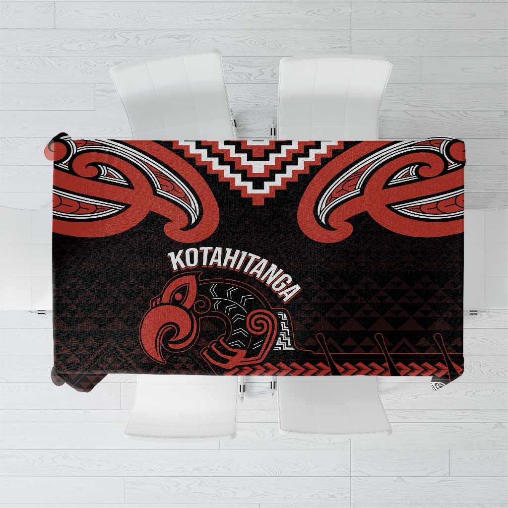 Maori Waitangi Tablecloth Kotahitanga Poutama Mix Whakairo LT7 Black - Polynesian Pride