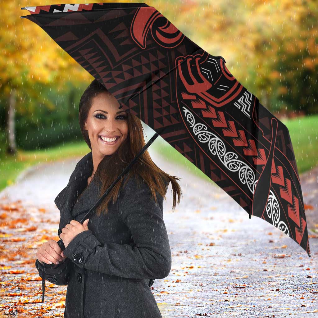 Maori Waitangi Umbrella Kotahitanga Poutama Mix Whakairo LT7 - Polynesian Pride