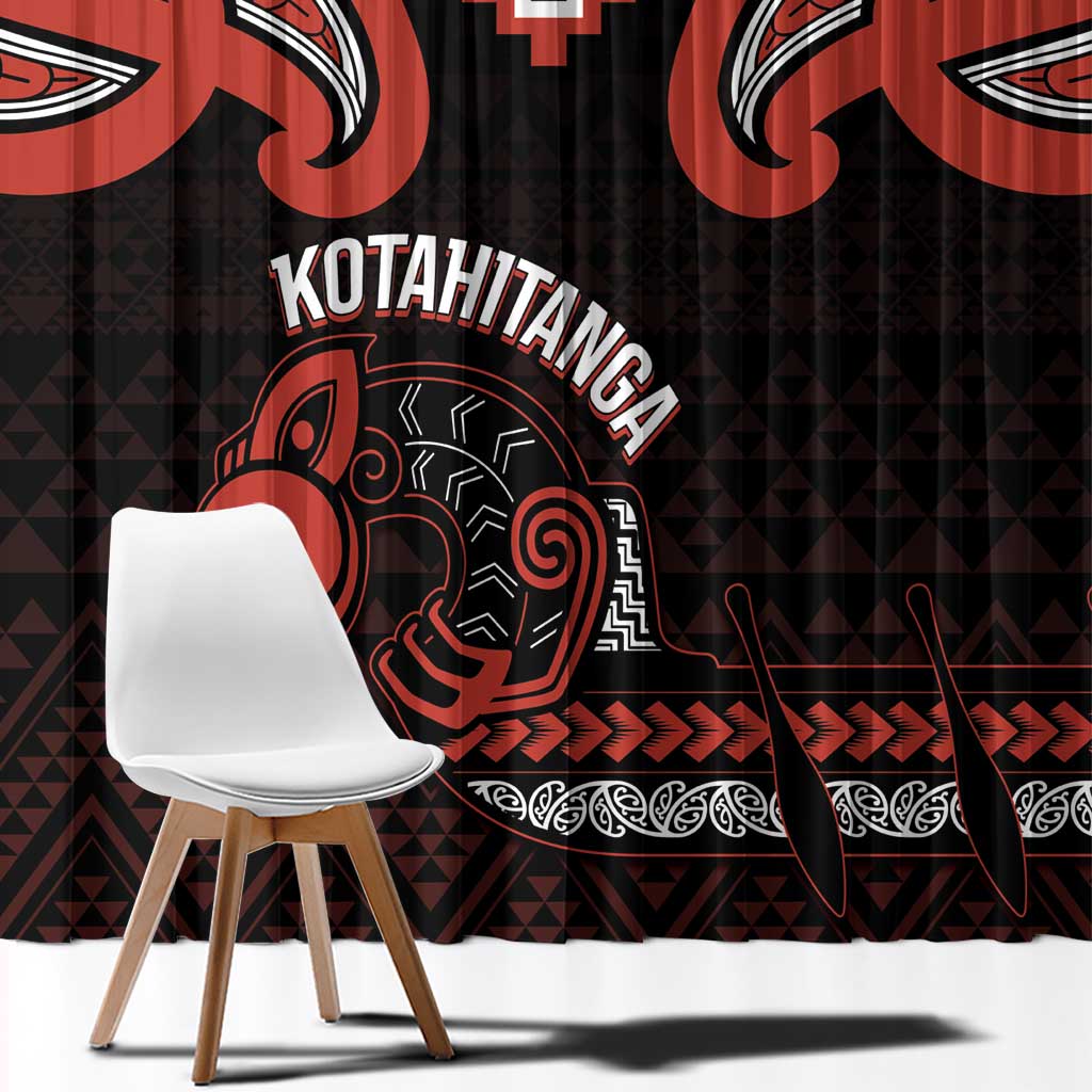 Maori Waitangi Window Curtain Kotahitanga Poutama Mix Whakairo LT7 - Polynesian Pride