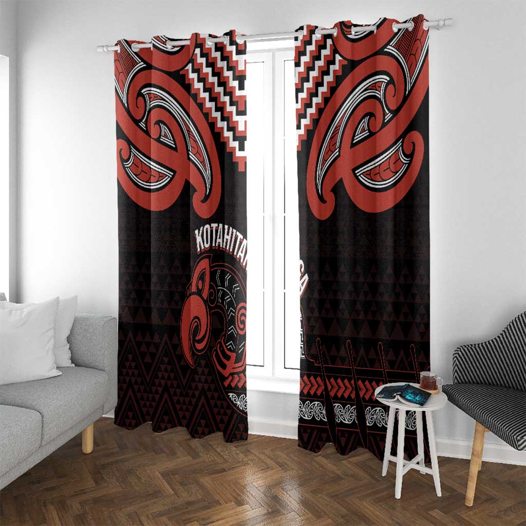 Maori Waitangi Window Curtain Kotahitanga Poutama Mix Whakairo LT7 With Grommets Black - Polynesian Pride