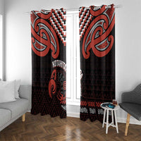 Maori Waitangi Window Curtain Kotahitanga Poutama Mix Whakairo LT7 With Grommets Black - Polynesian Pride