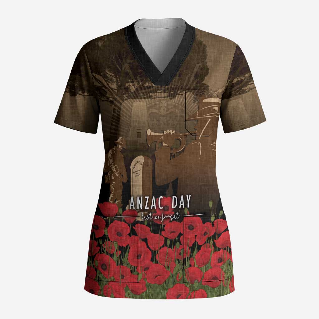 Australia - New Zealand ANZAC Lone Pine Scrub Top The Last Post LT7 Adult Old Gold - Polynesian Pride