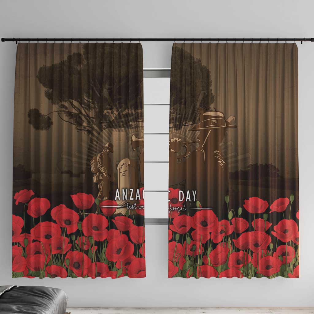 Australia - New Zealand ANZAC Lone Pine Window Curtain The Last Post LT7 With Hooks Old Gold - Polynesian Pride