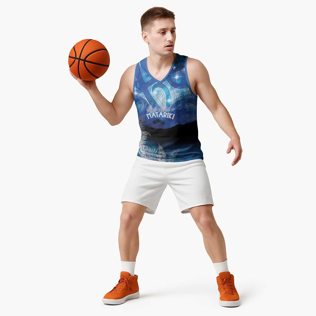 NZ Maori Matariki Scenery Basketball Jersey Galaxy Sky LT7 - Polynesian Pride