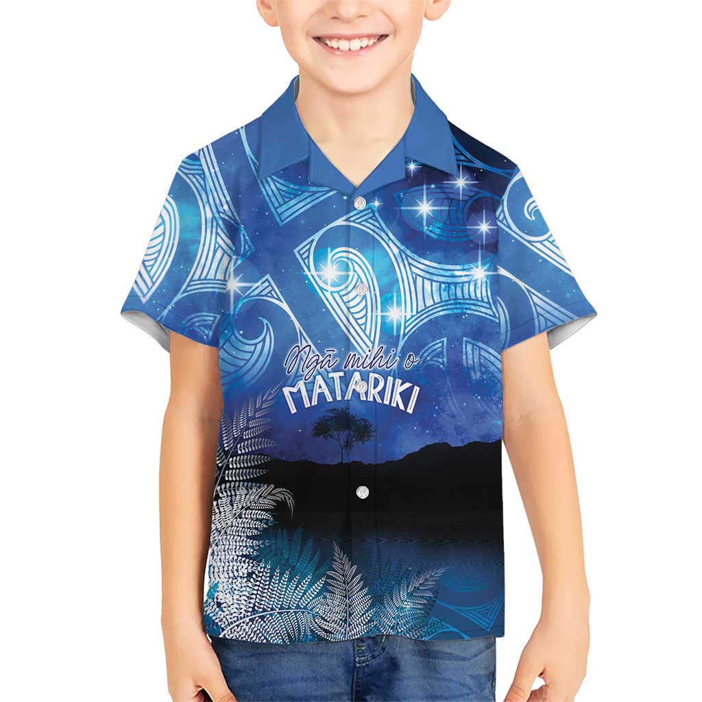 NZ Maori Matariki Scenery Kid Hawaiian Shirt Galaxy Sky LT7 Kid Galaxy - Polynesian Pride