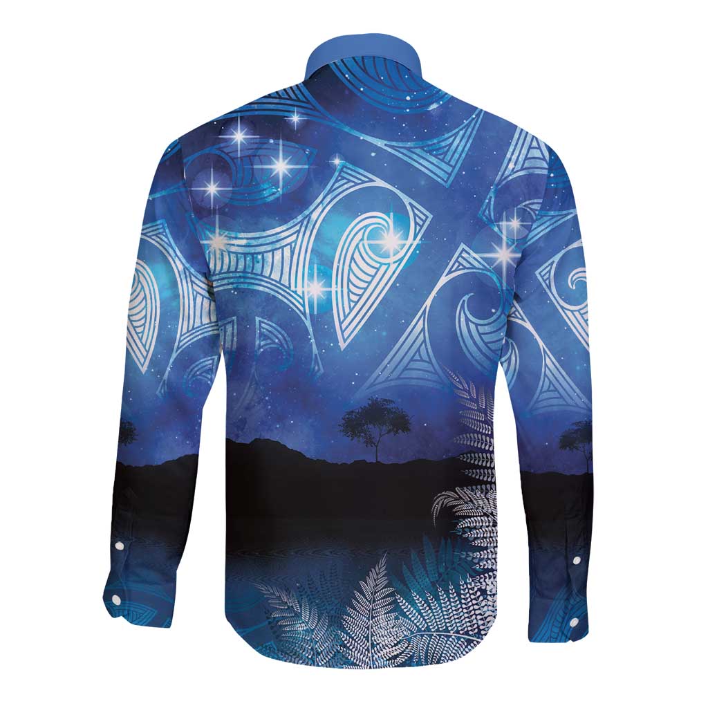 NZ Maori Matariki Scenery Long Sleeve Button Shirt Galaxy Sky LT7 - Polynesian Pride