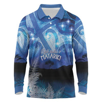 NZ Maori Matariki Scenery Long Sleeve Polo Shirt Galaxy Sky LT7 Galaxy - Polynesian Pride