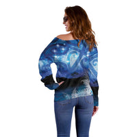NZ Maori Matariki Scenery Off Shoulder Sweater Galaxy Sky LT7 - Polynesian Pride