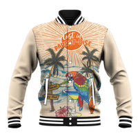 Personalized Christmas In July - Hawaii Retro Baseball Jacket Lost In Parrot-dise LT7 Unisex Beige - Polynesian Pride
