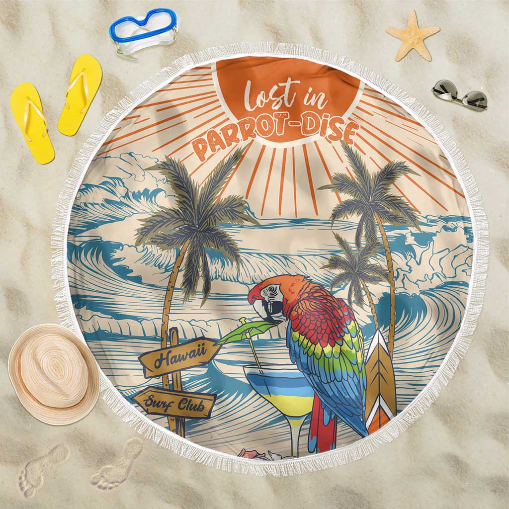 Christmas In July - Hawaii Retro Beach Blanket Lost In Parrot-dise LT7 One Size 150cm Beige - Polynesian Pride
