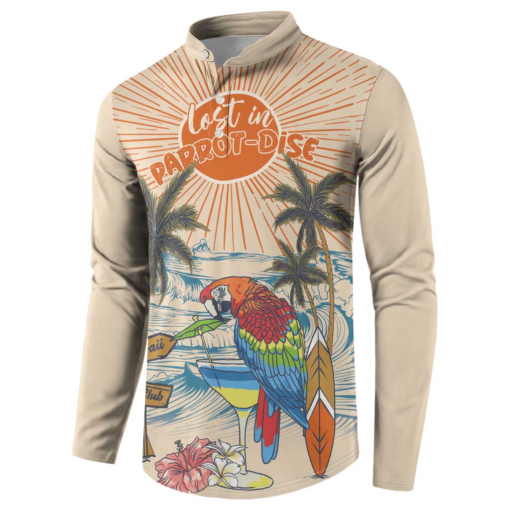 Personalized Christmas In July - Hawaii Retro Button Sweatshirt Lost In Parrot-dise LT7 - Polynesian Pride