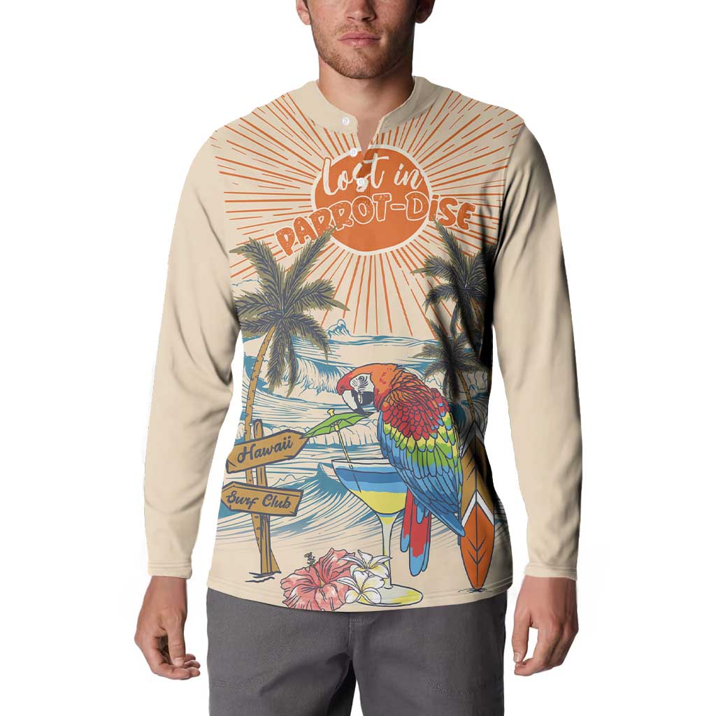 Personalized Christmas In July - Hawaii Retro Button Sweatshirt Lost In Parrot-dise LT7 - Polynesian Pride