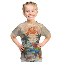 Personalized Christmas In July - Hawaii Retro Kid T Shirt Lost In Parrot-dise LT7 Beige - Polynesian Pride