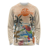 Personalized Christmas In July - Hawaii Retro Long Sleeve Shirt Lost In Parrot-dise LT7 Unisex Beige - Polynesian Pride