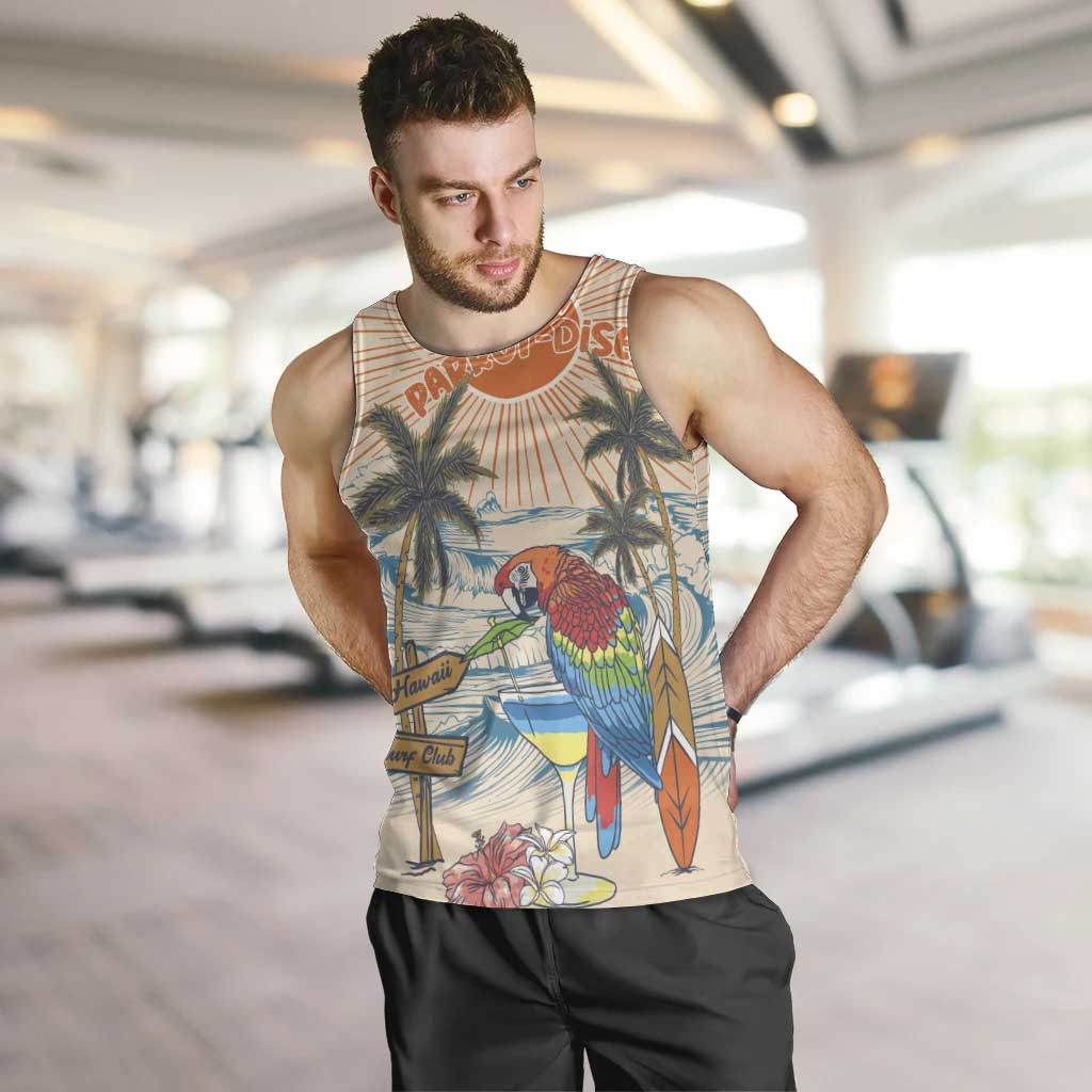 Personalized Christmas In July - Hawaii Retro Men Tank Top Lost In Parrot-dise LT7 Beige - Polynesian Pride