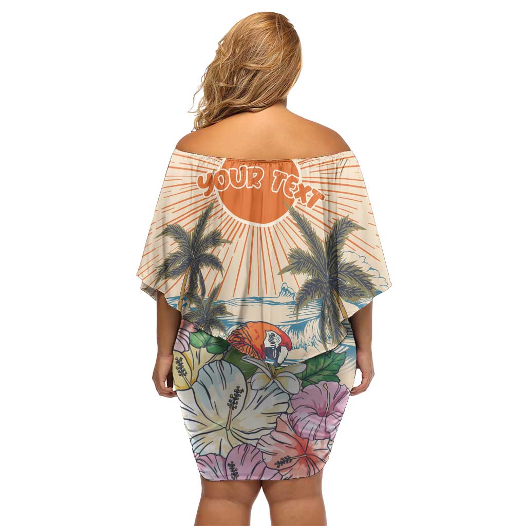Personalized Christmas In July - Hawaii Retro Off Shoulder Short Dress Lost In Parrot-dise LT7 - Polynesian Pride