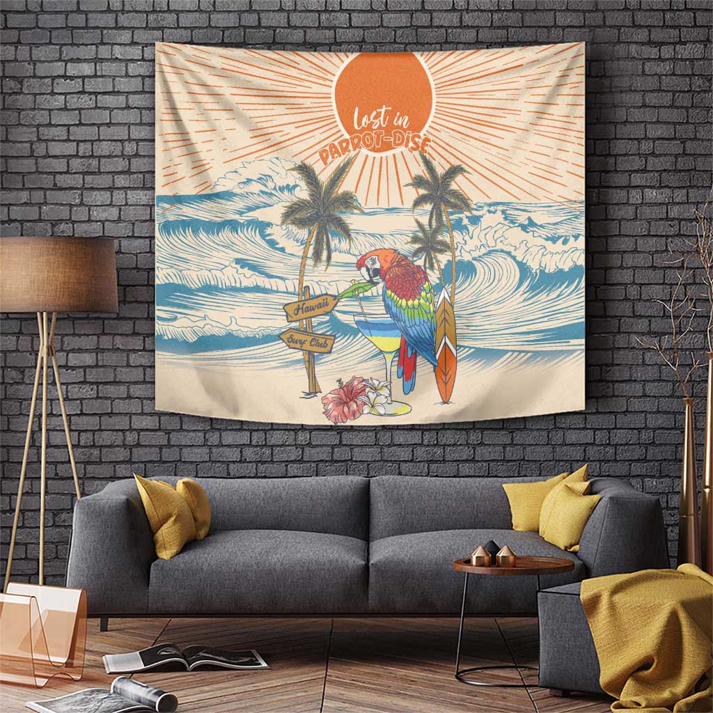 Christmas In July - Hawaii Retro Tapestry Lost In Parrot-dise LT7 Beige - Polynesian Pride
