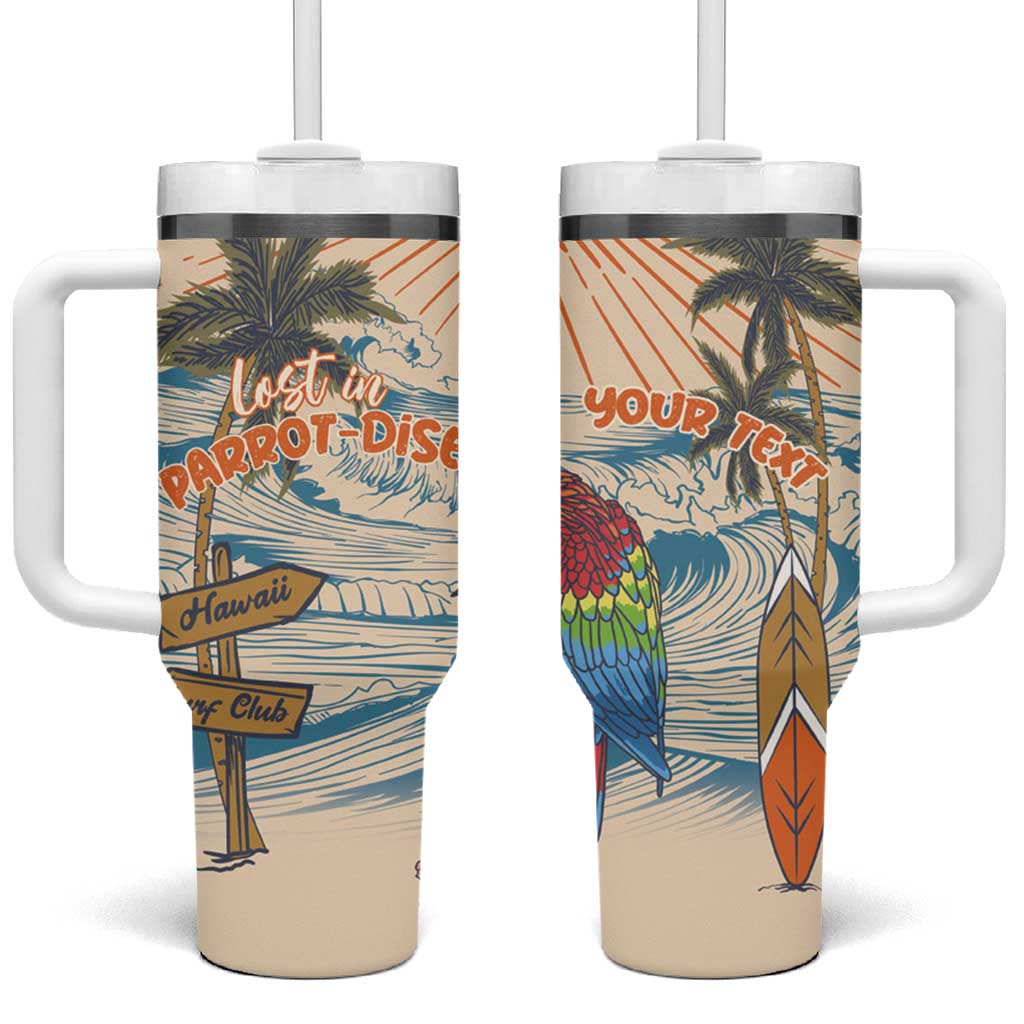 Personalized Christmas In July - Hawaii Retro Tumbler With Handle Lost In Parrot-dise LT7 One Size: 40 oz Beige - Polynesian Pride