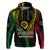 Personalised Vanuatu Hoodie 44th Hapi Indipendens Long LT7 Black - Polynesian Pride
