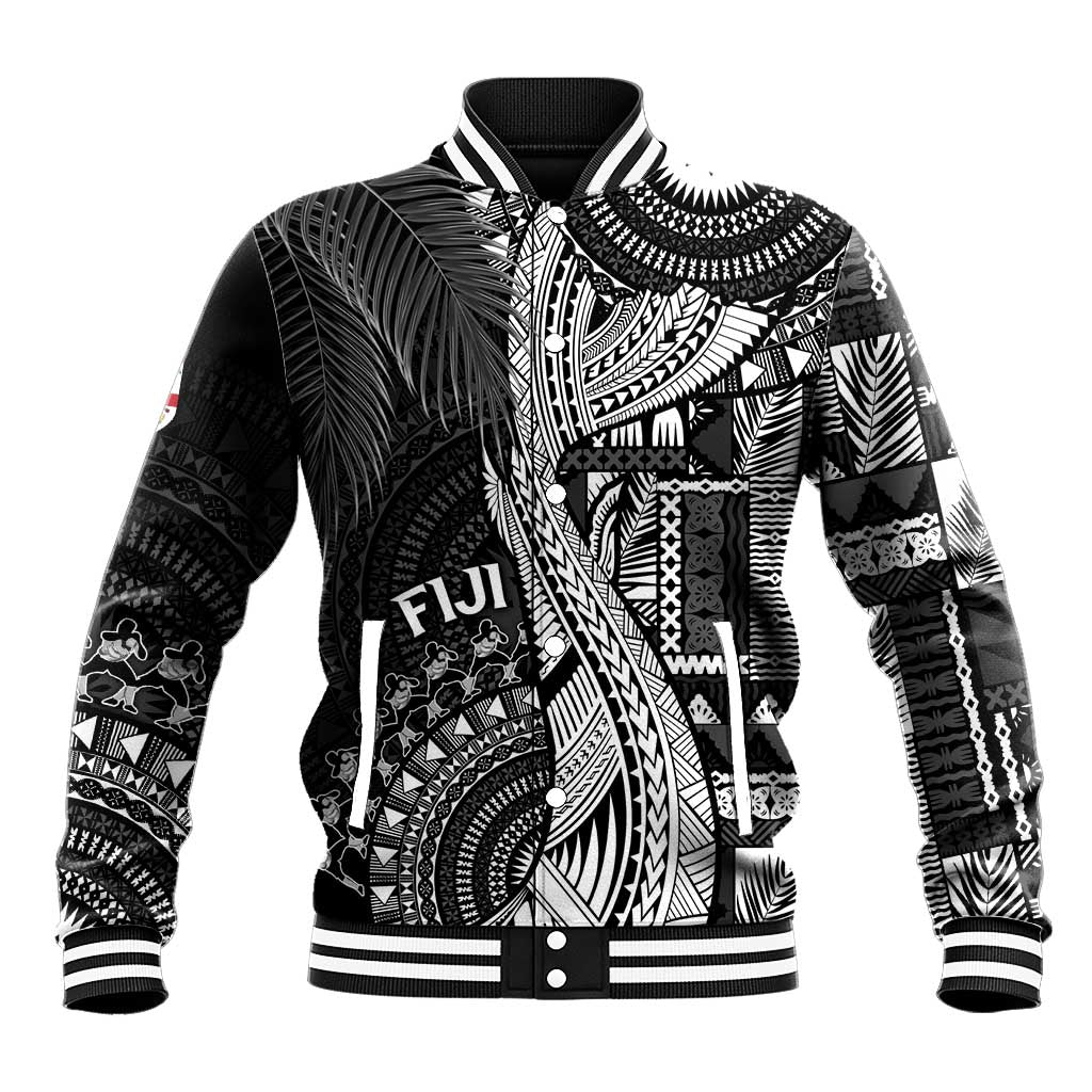 Fiji Rugby Personalised Bula Masi Baseball Jacket Fish Tail Kaivity Cibi - Black LT7 Unisex Black - Polynesian Pride