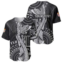 Fiji Rugby Personalised Bula Masi Baseball Jersey Fish Tail Kaivity Cibi - Black LT7 - Polynesian Pride