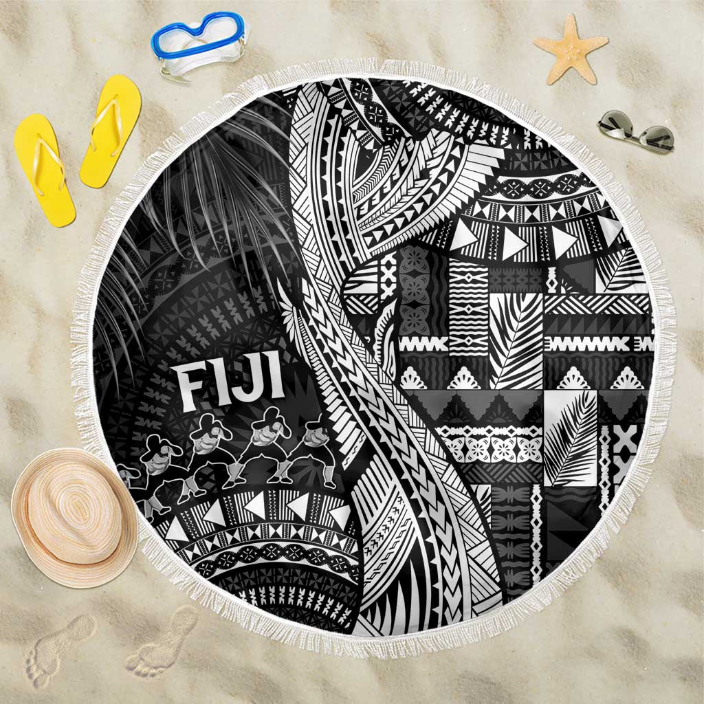 Fiji Rugby Bula Masi Beach Blanket Fish Tail Kaivity Cibi - Black LT7 One Size 150cm Black - Polynesian Pride