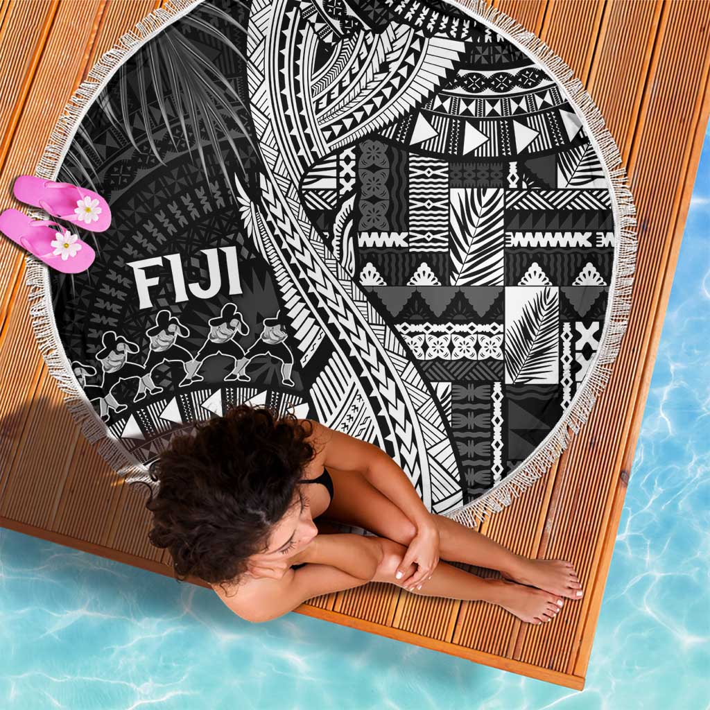 Fiji Rugby Bula Masi Beach Blanket Fish Tail Kaivity Cibi - Black LT7 - Polynesian Pride