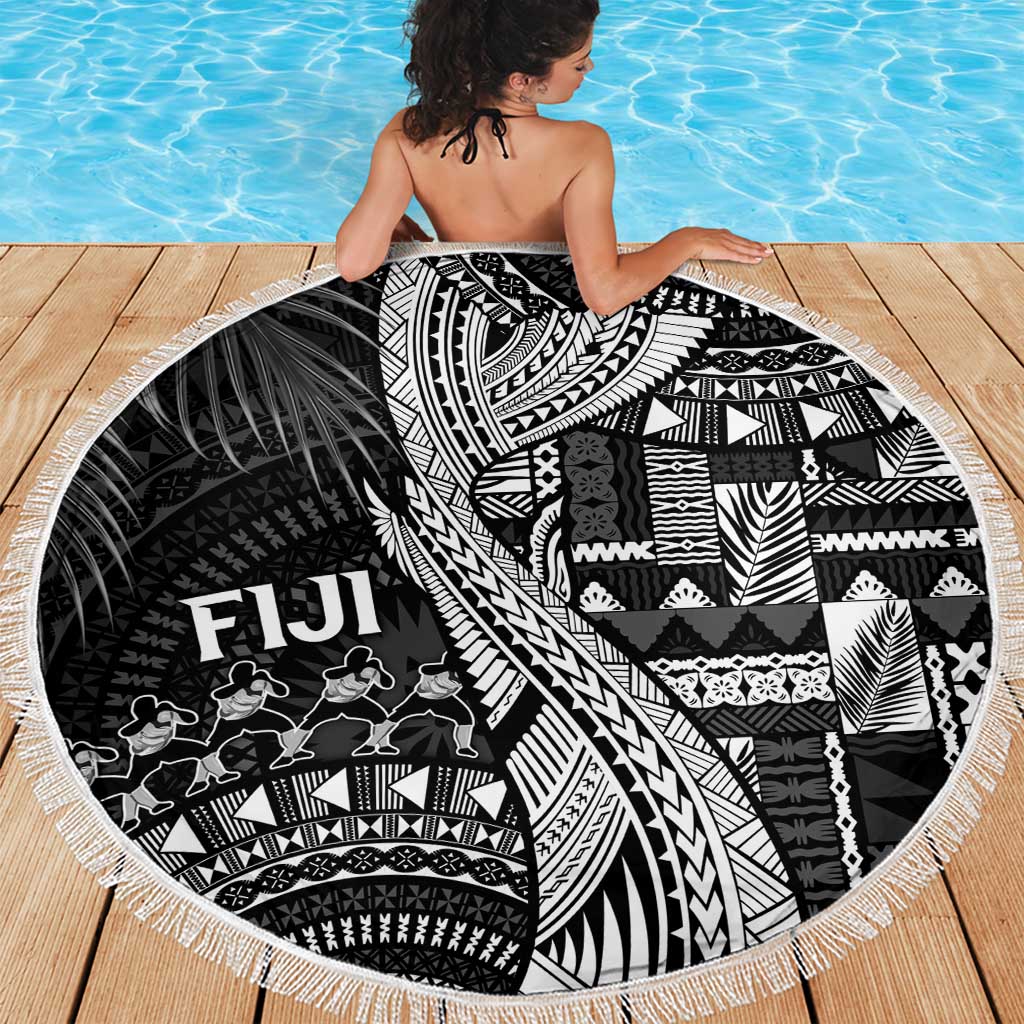 Fiji Rugby Bula Masi Beach Blanket Fish Tail Kaivity Cibi - Black LT7 - Polynesian Pride