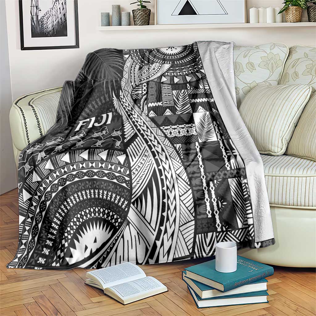 Fiji Rugby Bula Masi Blanket Fish Tail Kaivity Cibi - Black LT7 Black - Polynesian Pride