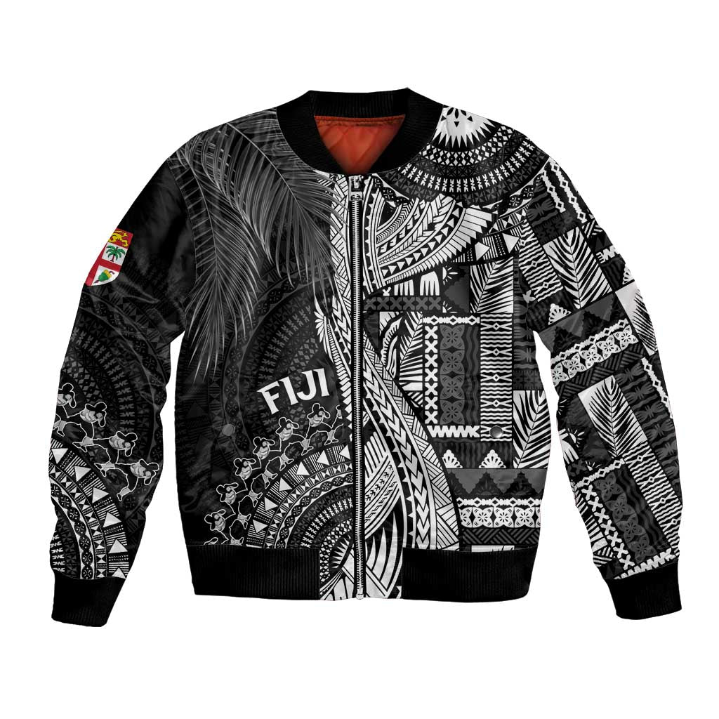 Fiji Rugby Personalised Bula Masi Bomber Jacket Fish Tail Kaivity Cibi - Black LT7 Unisex Black - Polynesian Pride