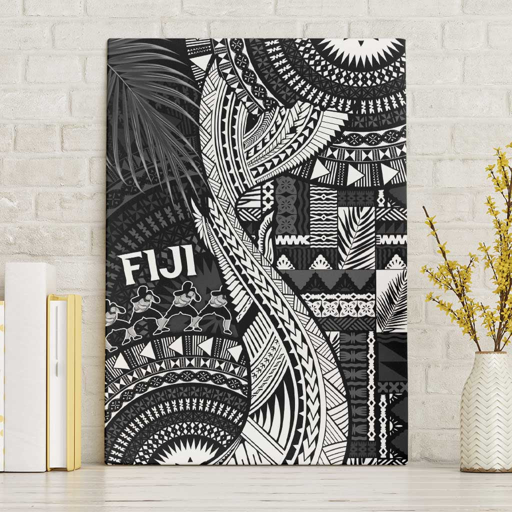 Fiji Rugby Bula Masi Canvas Wall Art Fish Tail Kaivity Cibi - Black LT7 Without Frame Black - Polynesian Pride