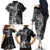 Fiji Rugby Personalised Bula Masi Family Matching Off The Shoulder Long Sleeve Dress and Hawaiian Shirt Fish Tail Kaivity Cibi - Black