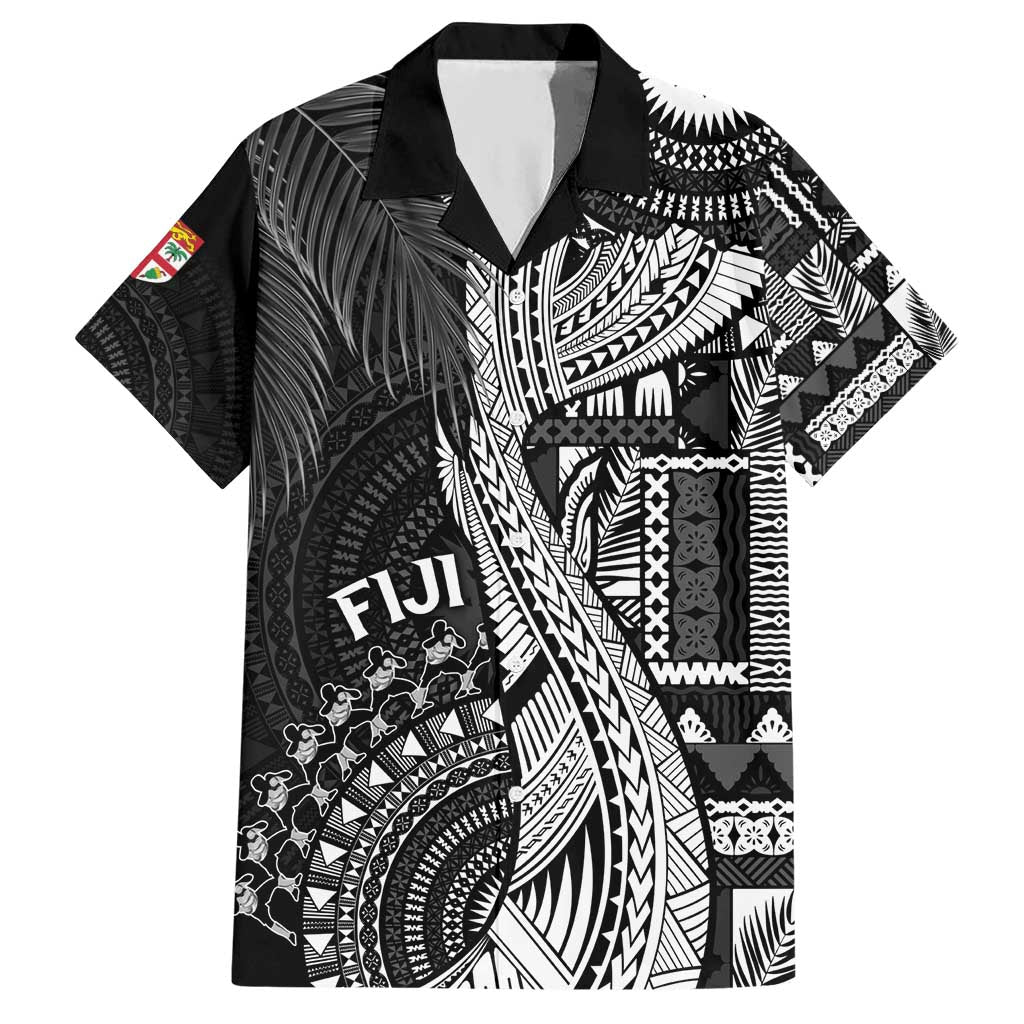 Fiji Rugby Personalised Bula Masi Hawaiian Shirt Fish Tail Kaivity Cibi - Black LT7 Black - Polynesian Pride