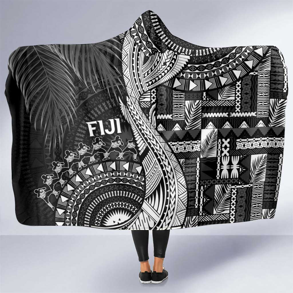 Fiji Rugby Bula Masi Hooded Blanket Fish Tail Kaivity Cibi - Black LT7 One Size Black - Polynesian Pride