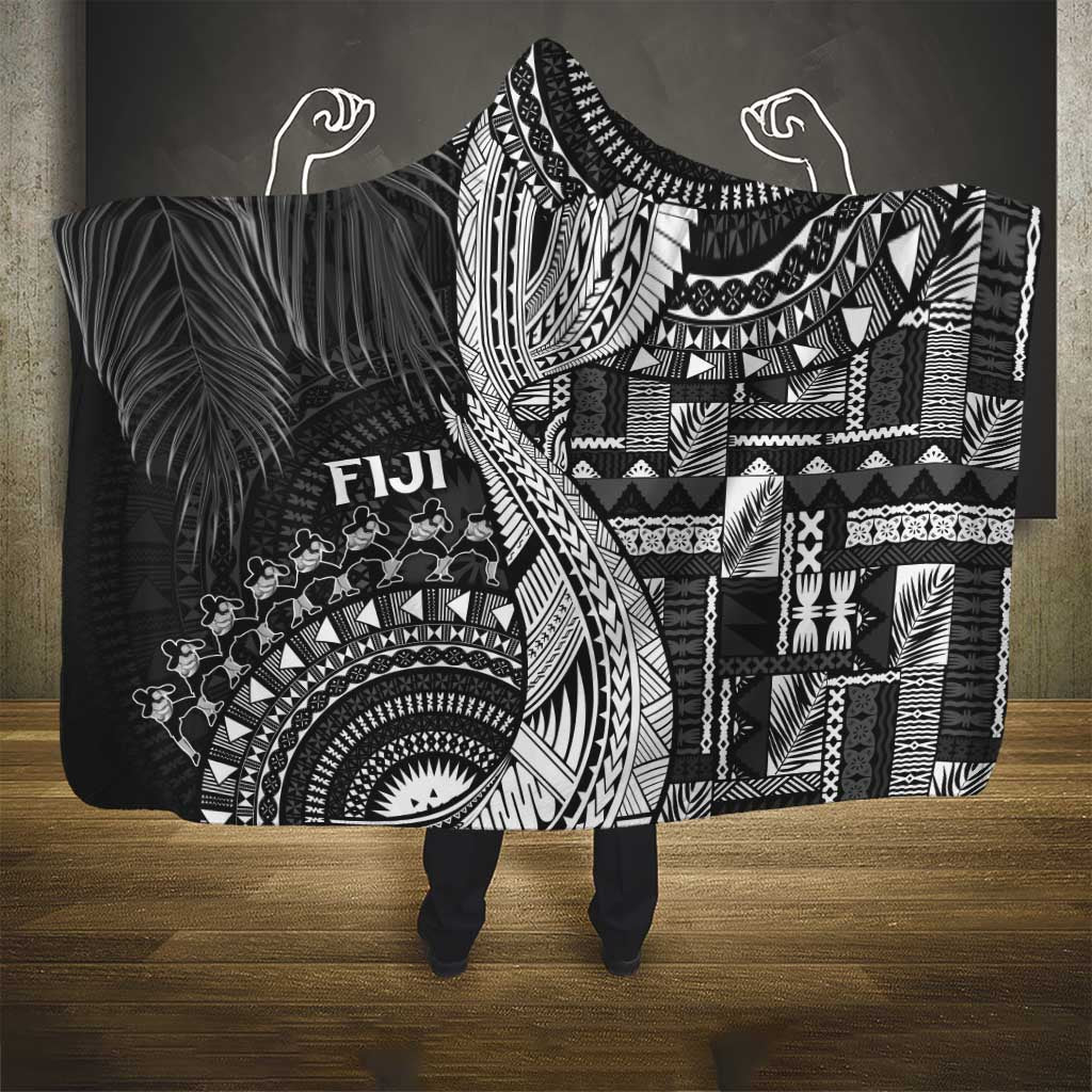 Fiji Rugby Bula Masi Hooded Blanket Fish Tail Kaivity Cibi - Black LT7 - Polynesian Pride