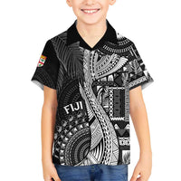 Fiji Rugby Personalised Bula Masi Kid Hawaiian Shirt Fish Tail Kaivity Cibi - Black LT7 Kid Black - Polynesian Pride