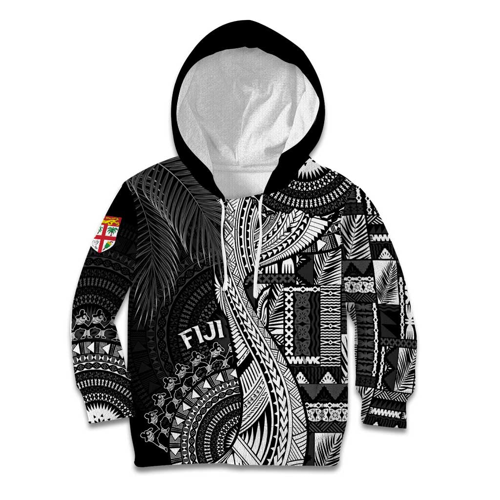 Fiji Rugby Personalised Bula Masi Kid Hoodie Fish Tail Kaivity Cibi - Black LT7 Hoodie Black - Polynesian Pride