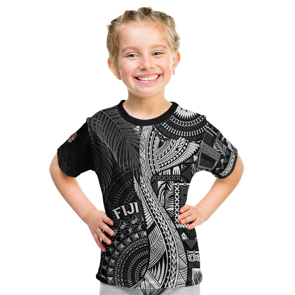 Fiji Rugby Personalised Bula Masi Kid T Shirt Fish Tail Kaivity Cibi - Black LT7 Black - Polynesian Pride